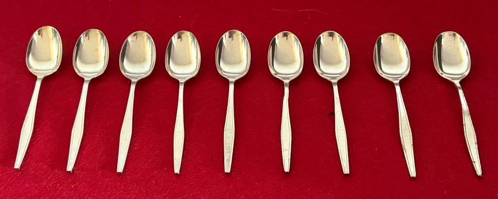 9 verzilverde lepels van Orly Christofle met halve kop, Antiek en Kunst, Antiek | Zilver en Goud, Zilver, Ophalen of Verzenden