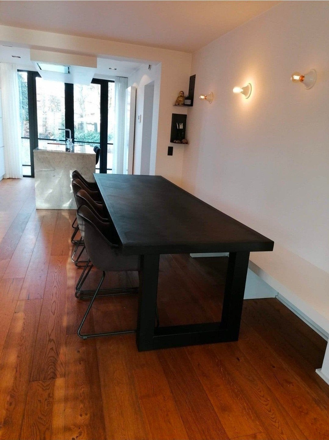 houten tafel 300x100 visgraat, Ophalen, Gebruikt, 100 tot 150 cm, 200 cm of meer