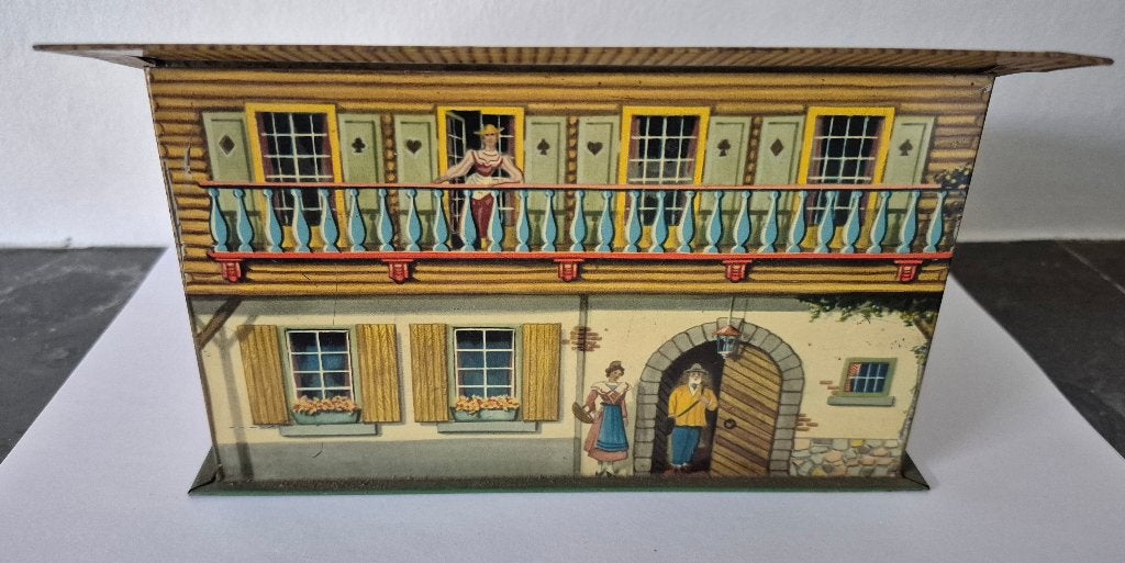 Boîte à biscuits ancienne Parein « chalet », Enlèvement ou Envoi, Utilisé, Biscuits, Autres marques