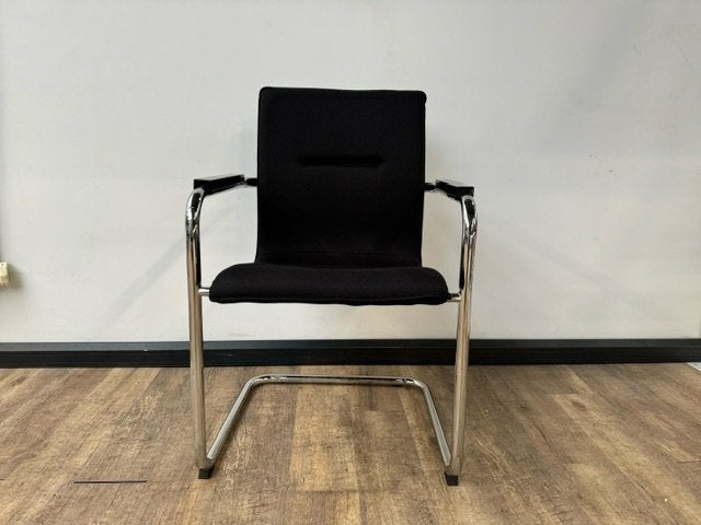 Vergaderstoelen zwart chrome sledeframe, Ophalen, Zwart