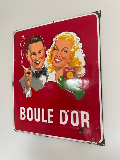 plaque émaillée BOULE D'OR, Ophalen of Verzenden, Reclamebord