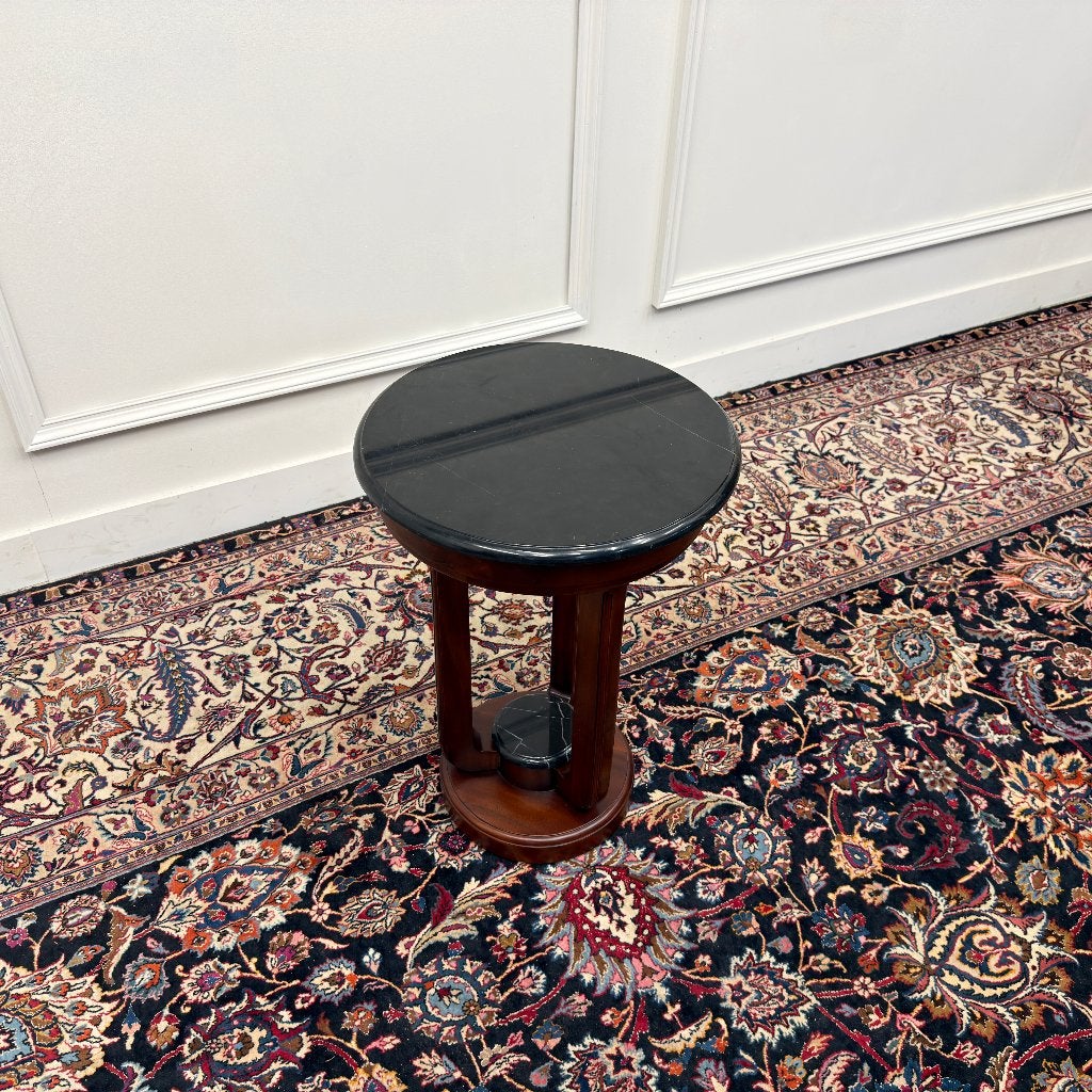 Klassieke Art Deco Bijzettafel Sidetable met Marmer Blad, Antiek en Kunst, Ophalen of Verzenden