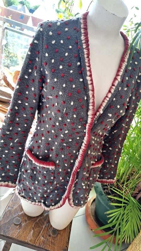 origineel unieke pull vol wit & rode bollen, Vêtements | Femmes, Taille 42/44 (L), Gris, Enlèvement ou Envoi, Onbekend
