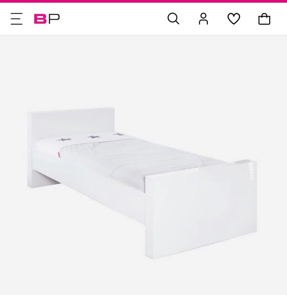 Kidsmill Alaska bed Wit Hoogglans met nachtkastje, Ophalen, Zo goed als nieuw, Matras
