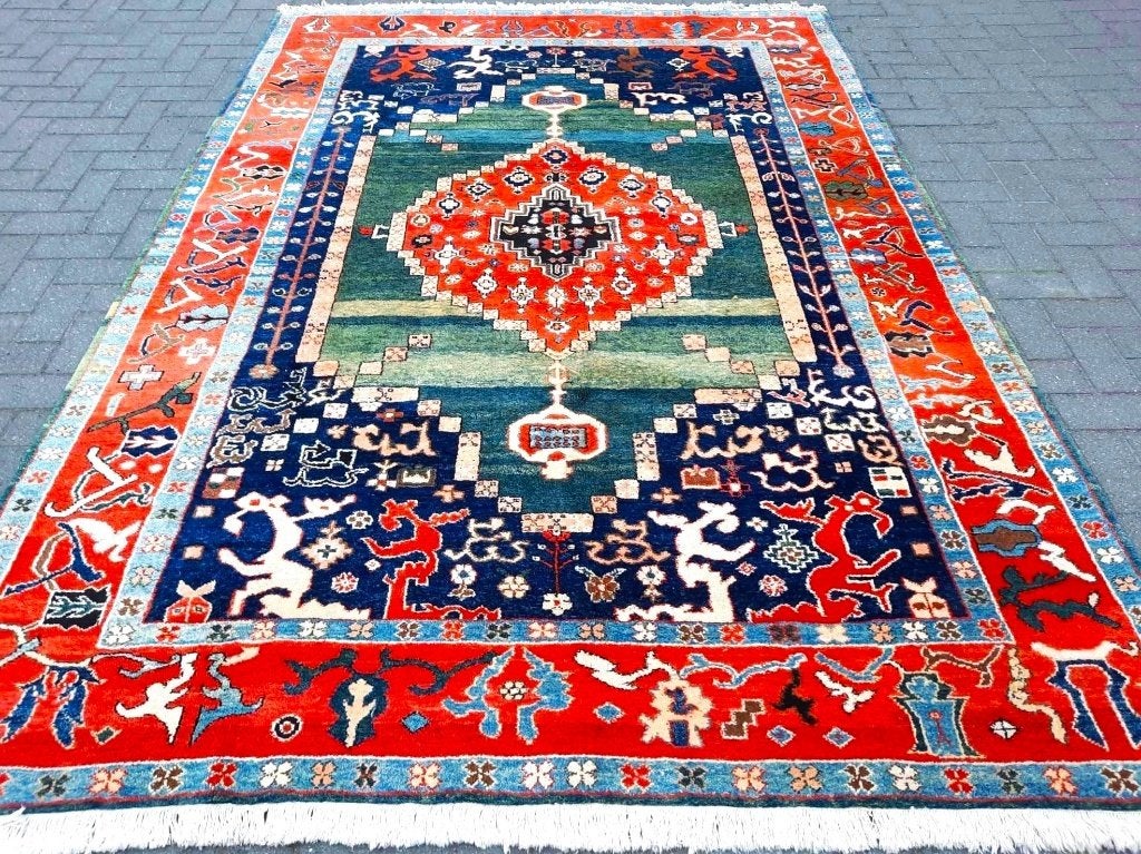 (Kazak-Azeri) Handgeknoopt Modern tapijt- 300x210 cm- Abrash, Maison & Meubles, 200 cm ou plus, 200 cm ou plus, Rouge, Comme neuf