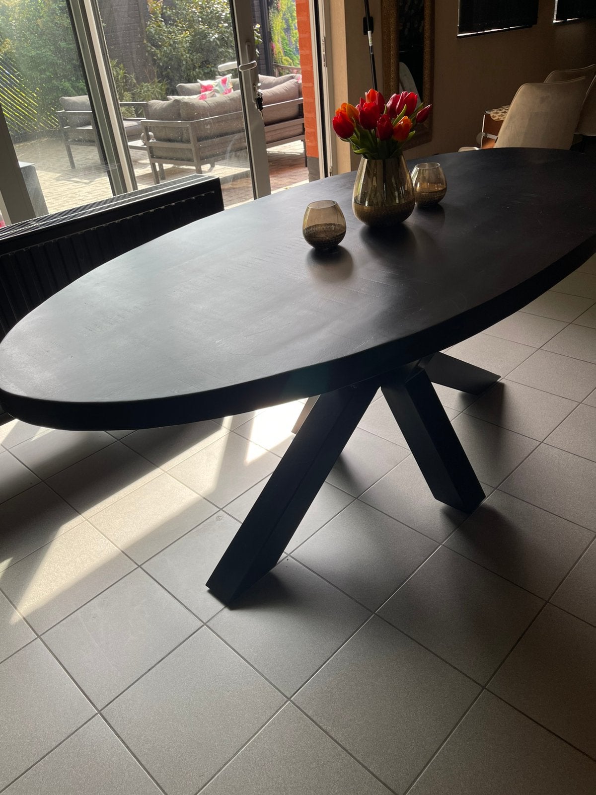 Mangohouten eettafel en salontafel weinig gebruikt, Huis en Inrichting, Ophalen, Zo goed als nieuw