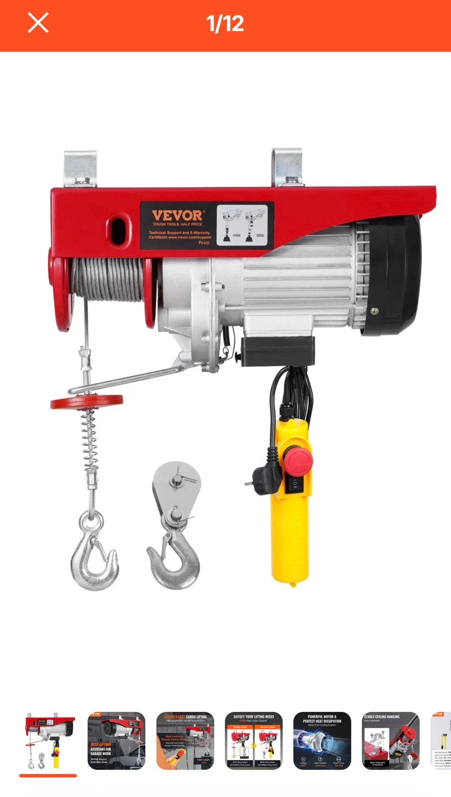 Nieuw in de doos! Winch 400kg, Doe-het-zelf en Bouw, Ophalen, Nieuw, Elektrisch