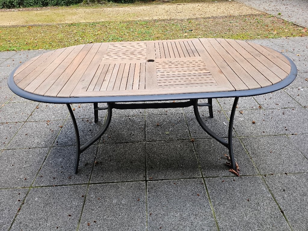 Tuintafel teakwood - 180 x 100 cm, Tuin en Terras, Ophalen, Gebruikt, Ovaal, Aluminium