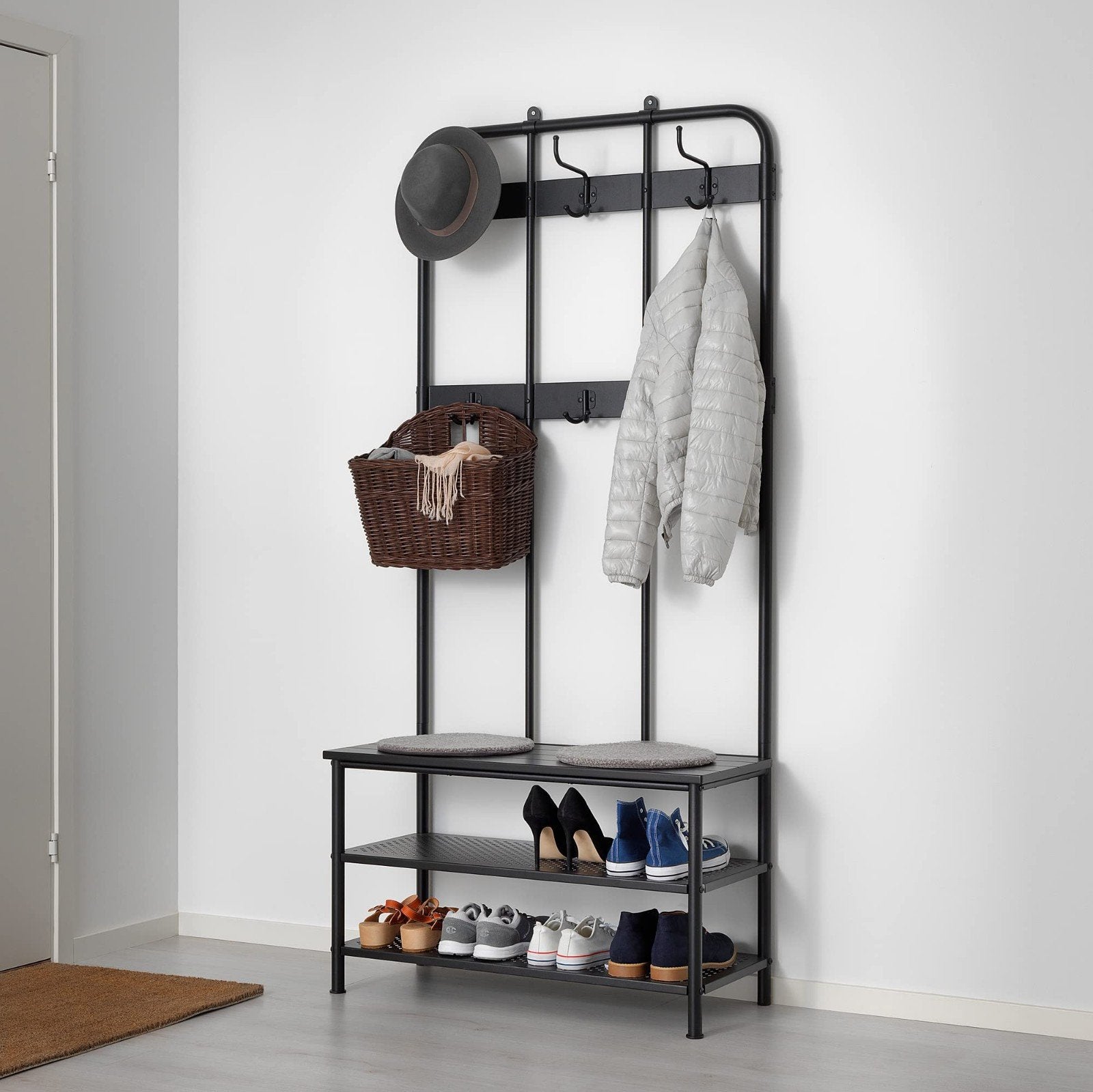 Porte manteau banc d'entrée Pinnig Ikea noir, Maison & Meubles, Enlèvement