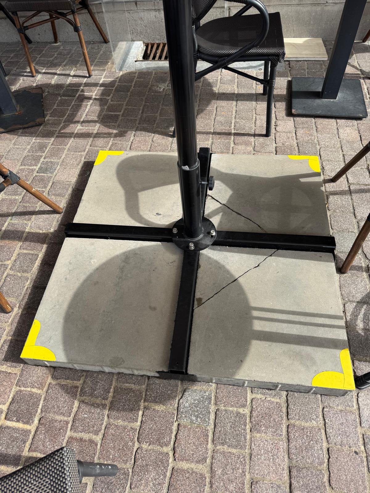 Grote horeca parasol 4x4 meter + zware voet, Jardin & Terrasse, Enlèvement, Base de parasol