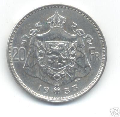Belgique : 20 fr 1933 FR (B-battle) = argent = morin 305 B, Monnaie en vrac, Argent, Argent, Envoi