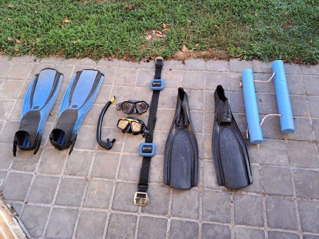 duikuitrusting, vinnen, snorkel, duikbril, loodgordel, lood, Watersport en Boten, Duiken, Ophalen, Gebruikt, Overige typen
