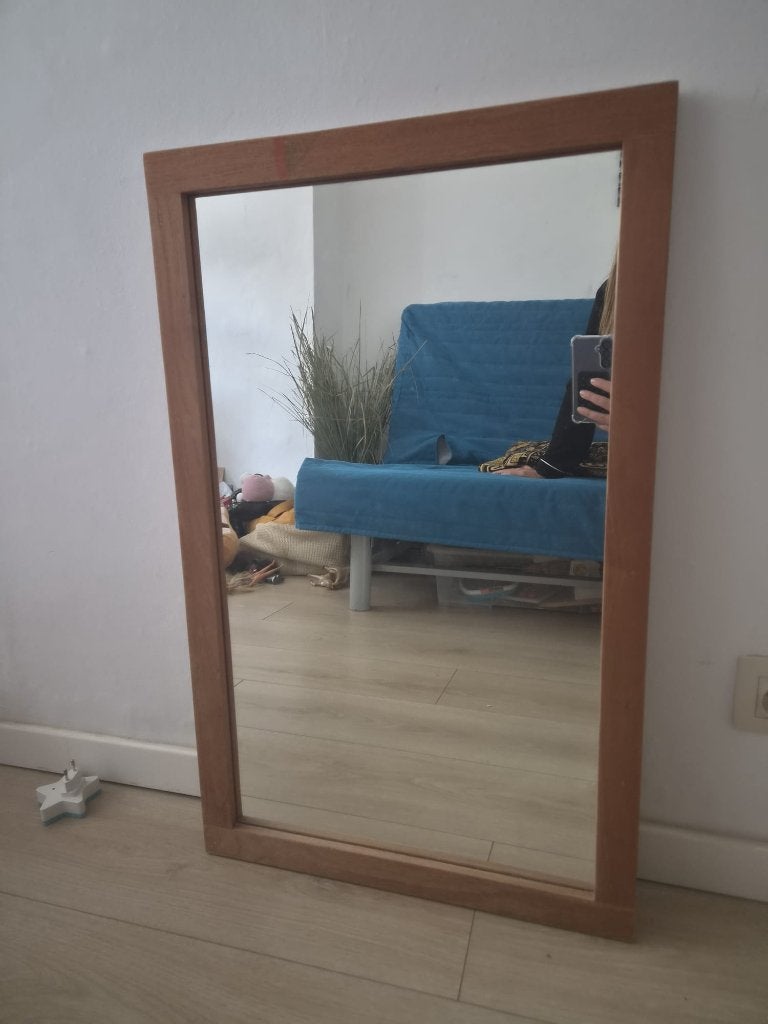 Spiegel met houten kader - 80 x 50 cm, Moins de 100 cm, Comme neuf, Enlèvement, 50 à 75 cm
