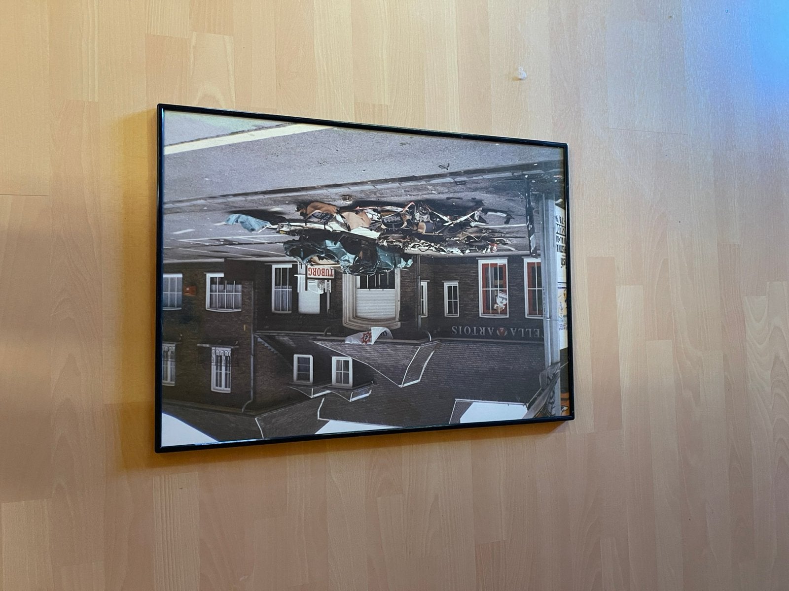 Strakke zwarte fotokader met glas – 50 x 70 cm, Ophalen of Verzenden, Zo goed als nieuw