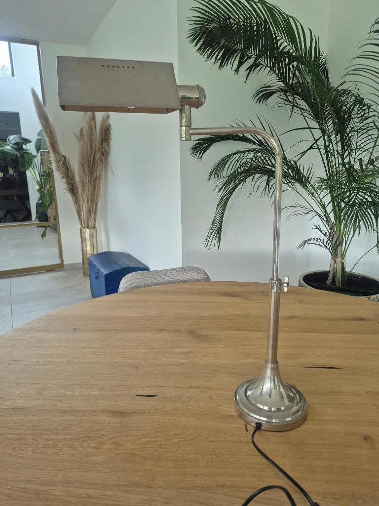 Design bureaulamp zilverkleurig verstelbaar, Huis en Inrichting, Lampen | Tafellampen, Ophalen, Bureaulamp, Verstelbaar, Zo goed als nieuw