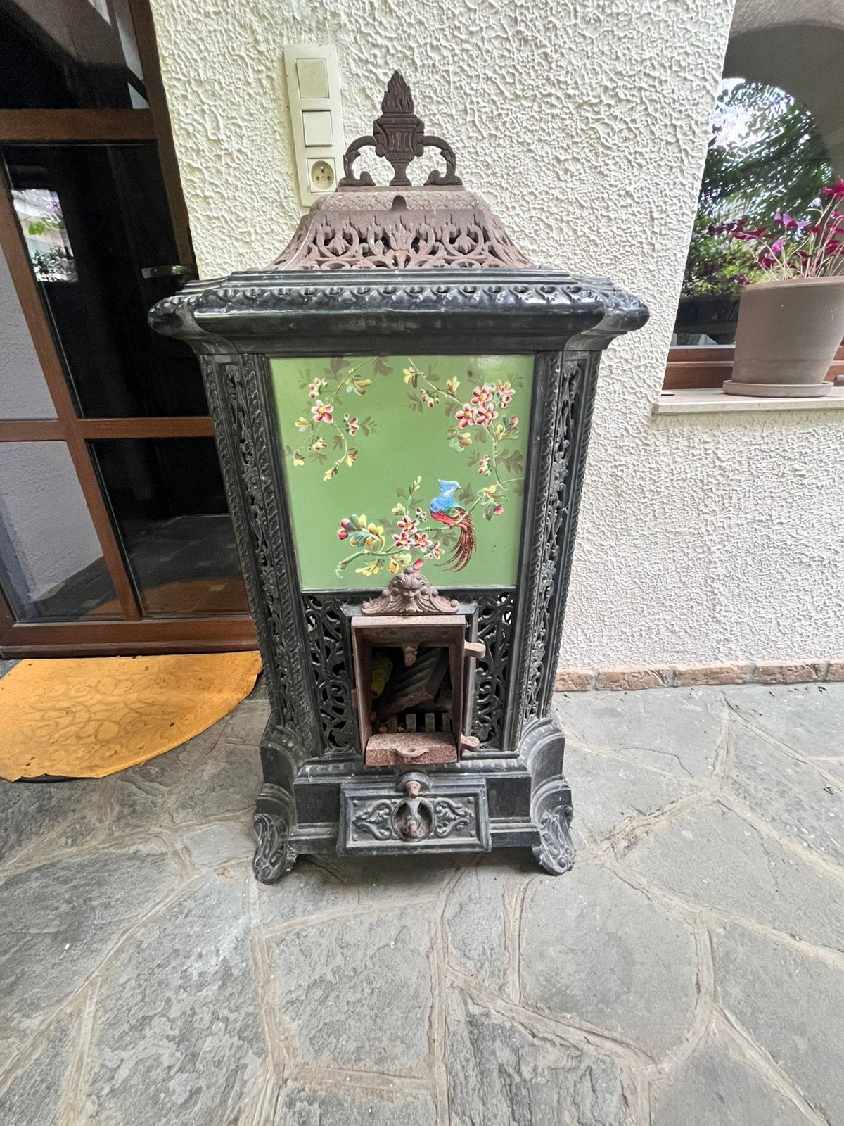 Ancien poêle en fonte décoré (Art Nouveau/Oiseaux), Enlèvement, Comme neuf