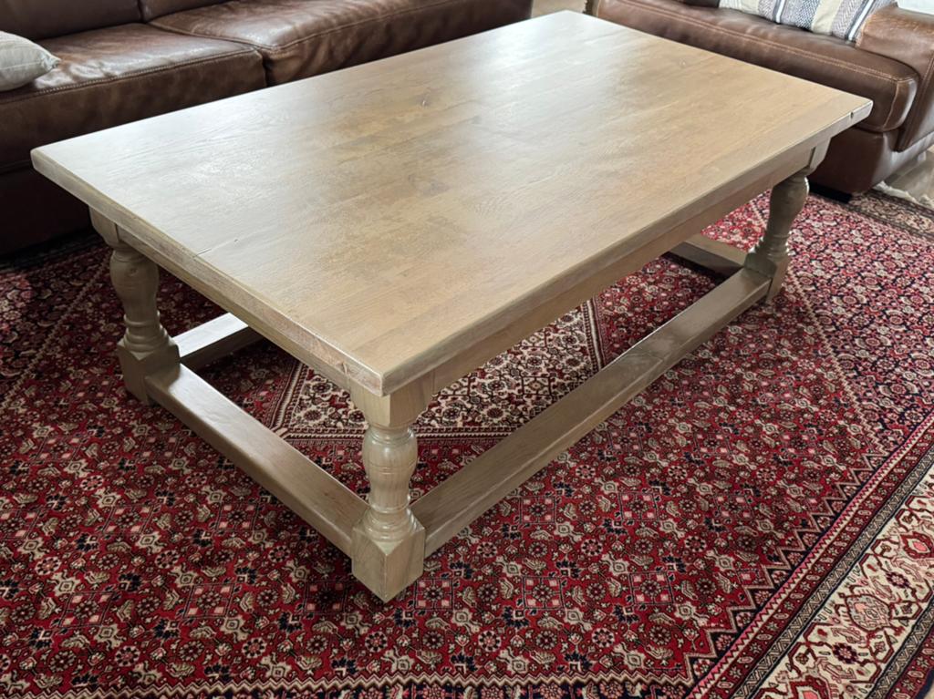Vol eiken salontafel, Huis en Inrichting, Tafels | Salontafels, Ophalen, 100 tot 150 cm, 50 tot 75 cm, Eikenhout