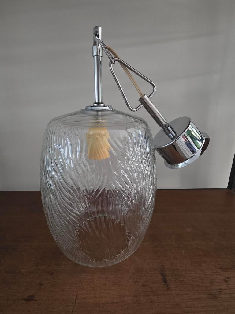 Lampe suspendue architecturale belge, années 1960., Enlèvement, Verre