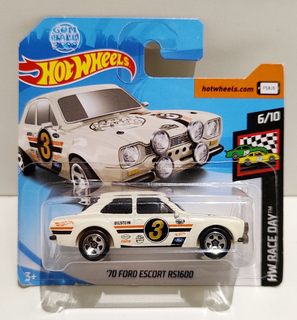 Hot Wheels '70 Ford Escort RS1600 Gum Ball Wit (2019), Enlèvement ou Envoi