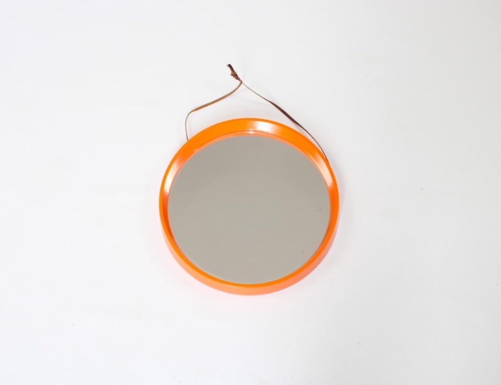 ronde vintage oranje spiegel, Danish design, Ophalen, Huis en Inrichting