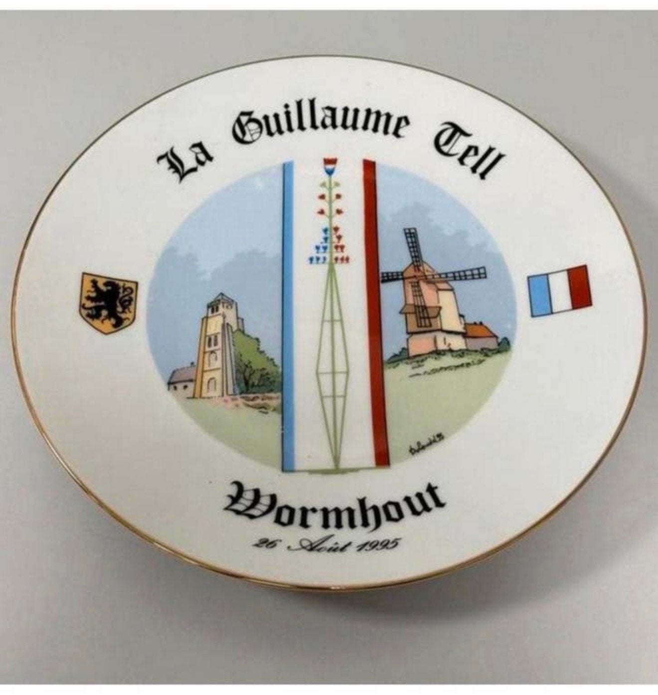herdenkings-Bord La Guillaume Tell Wormhout 1995 porselein, Antiek en Kunst, Ophalen of Verzenden