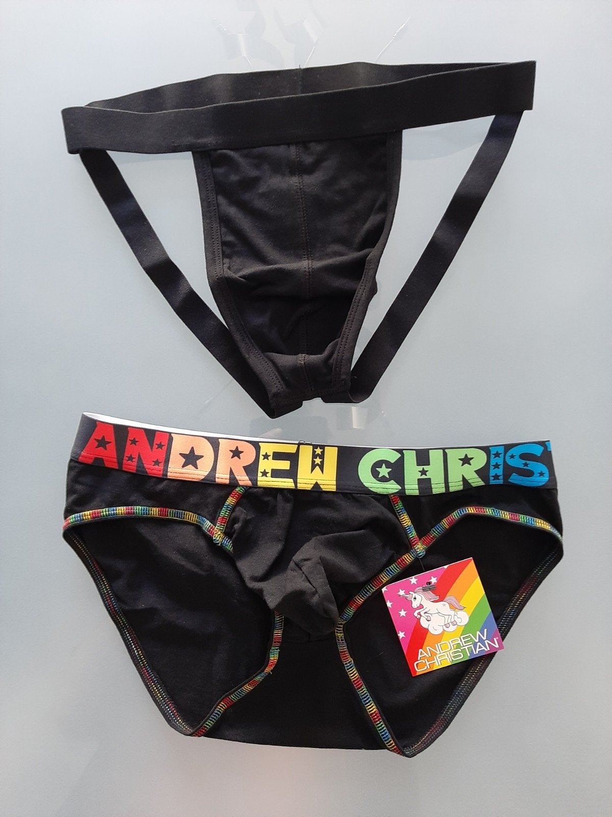 Nieuw 1 jocktrap en 1  slip Andrew Christian  Smal, Kleding | Heren, Ondergoed, Ophalen of Verzenden, Zwart, Andrew Christian
