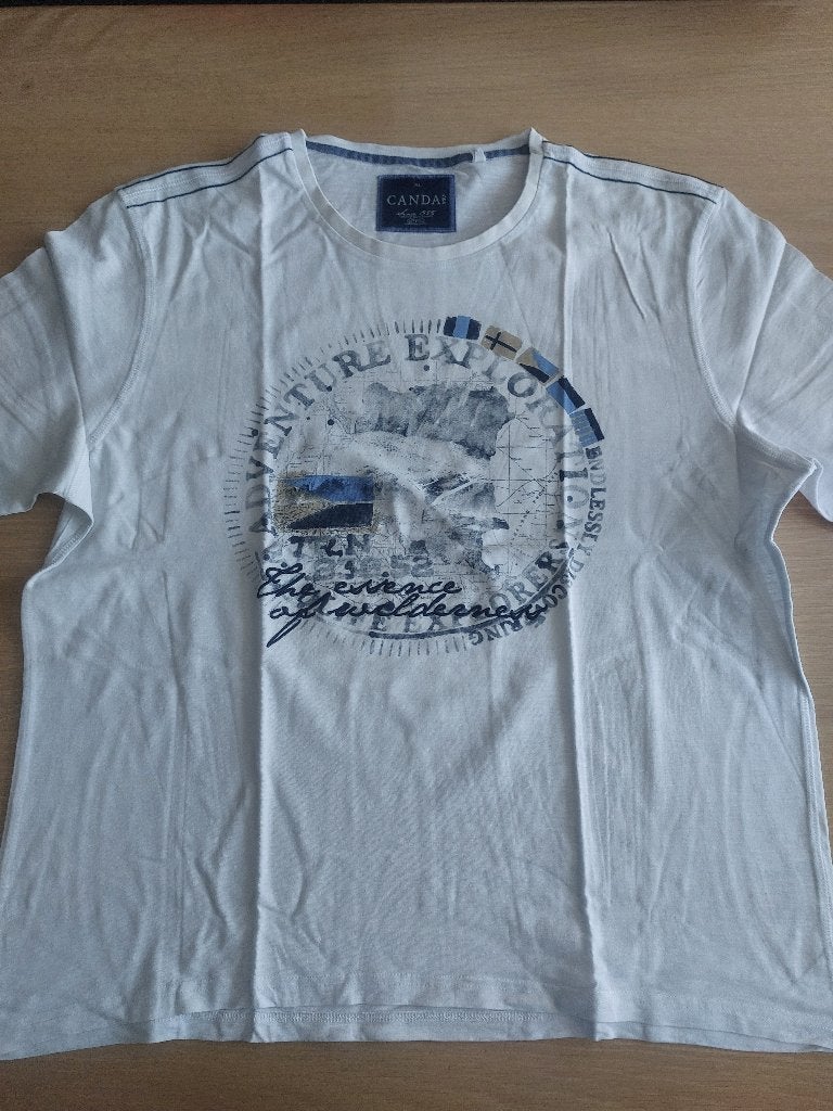 T'shirt homme blanc imprimé XL, Enlèvement ou Envoi, Taille 56/58 (XL), Comme neuf, Blanc