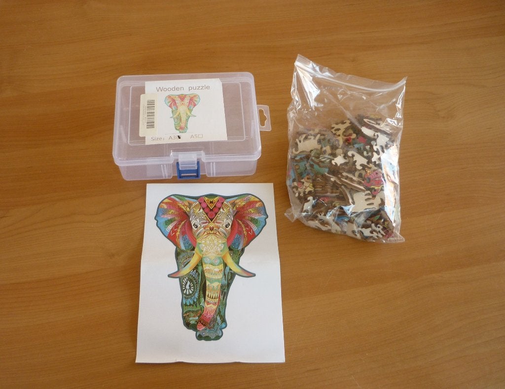 Houten puzzel Aziatische olifant A3, Hobby en Vrije tijd, Ophalen of Verzenden