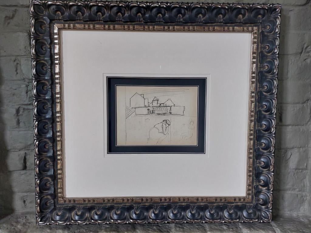 Paul delvaux tekening houtskool en potlood, Antiek en Kunst, Ophalen