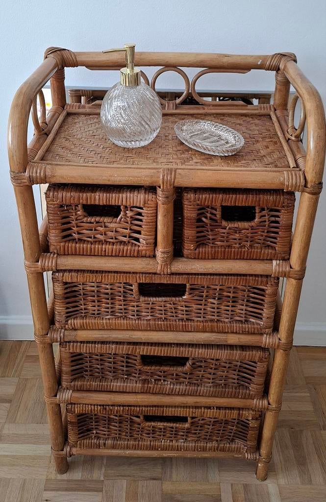 Boho style rotan ladekast, Ophalen, Minder dan 50 cm, 5 laden of meer, Zo goed als nieuw