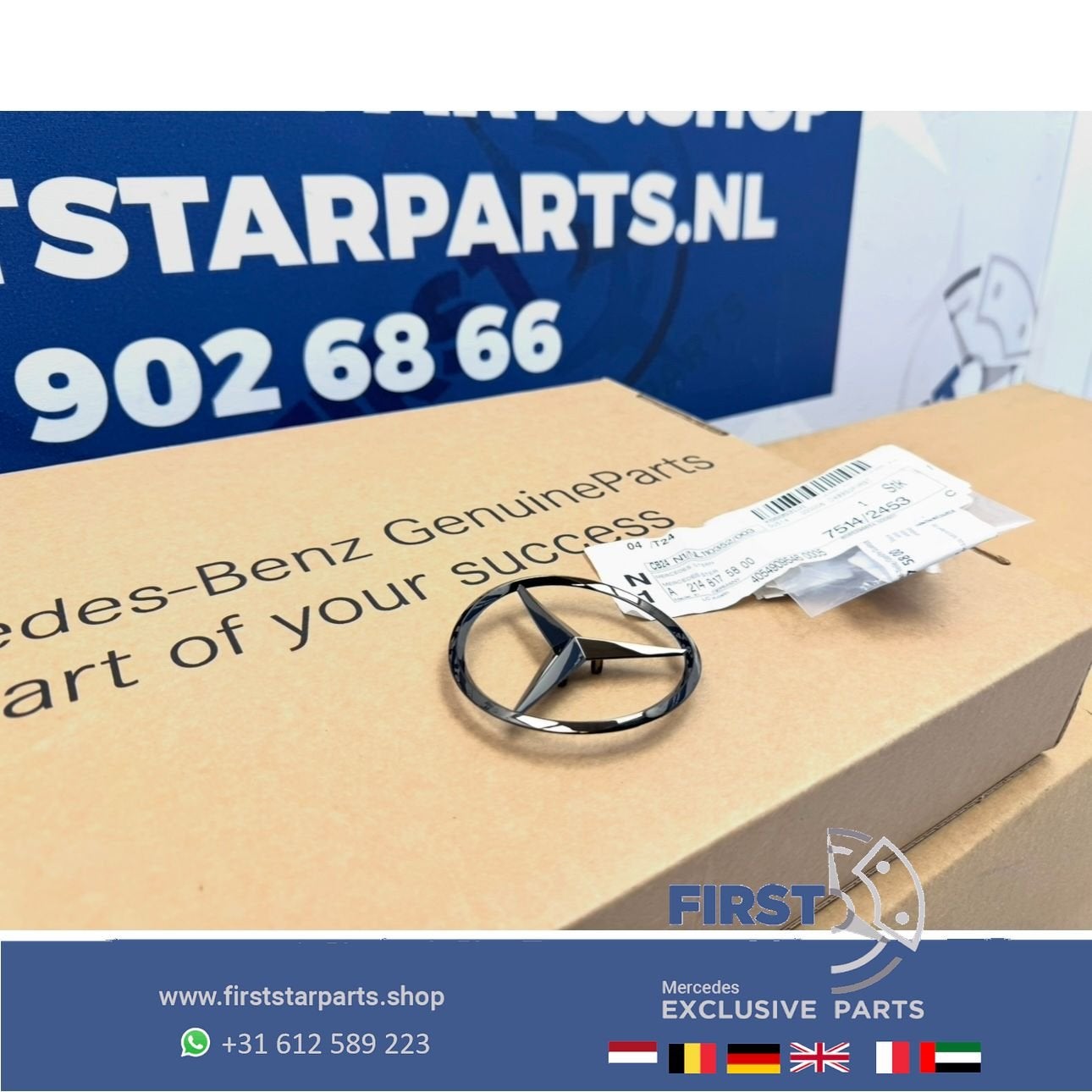 W214 STER Kofferbak LOGO achterklep EMBLEEM zwart W176 W117, Auto-onderdelen, Gebruikt, -, Ophalen of Verzenden, -