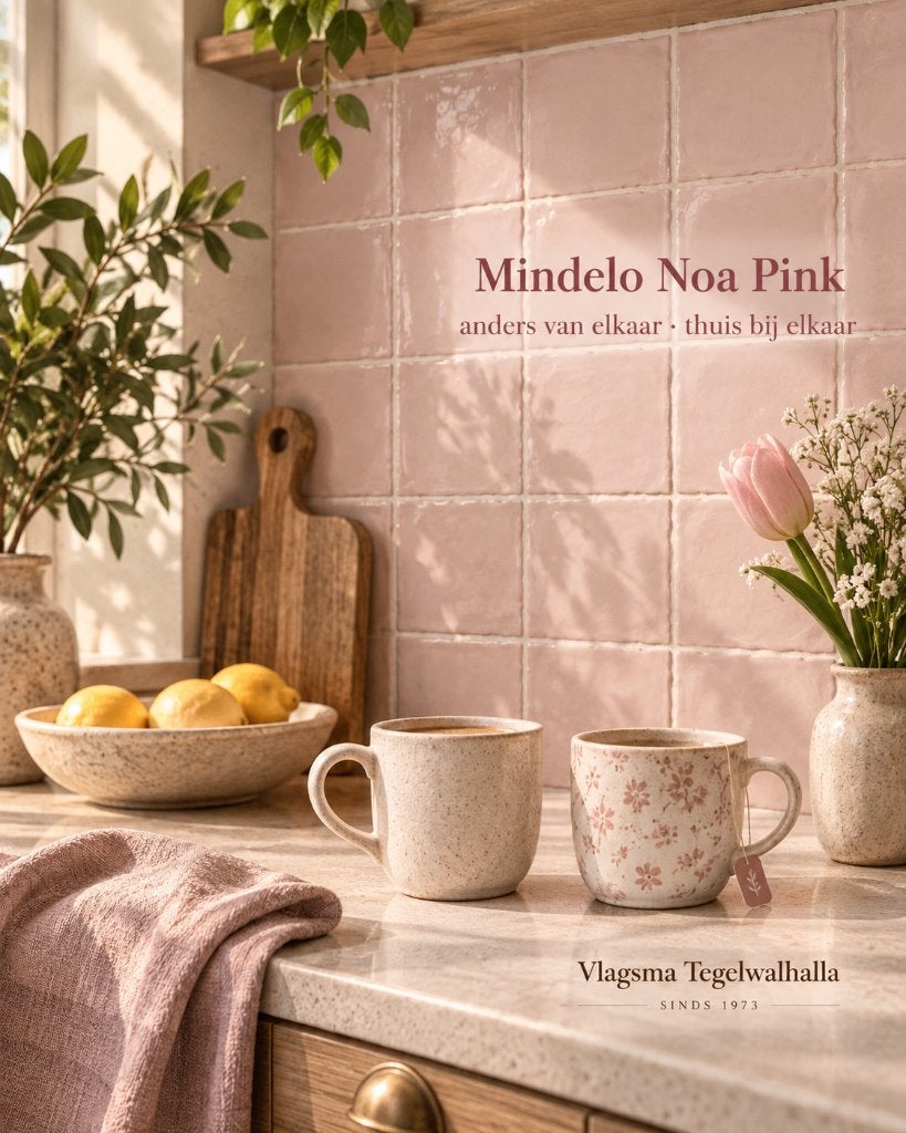 Roze handvormtegels Mindelo Noa Pink 13x13 cm, Neuf, Pierre/céramique, Avec support inclus, 13 cm