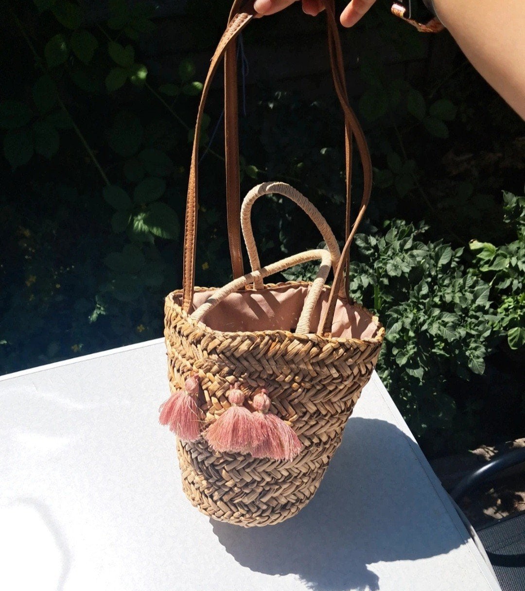 Mooie rieten handtas/schoudertas, Handtassen en Accessoires, Tassen | Damestassen, Ophalen, Handtas
