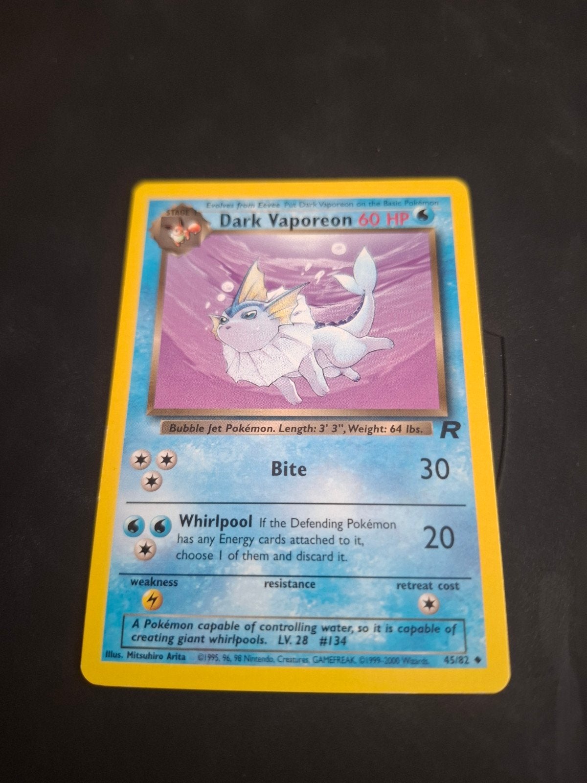 Dark Vaporeon 60 HP Pokémon kaart - Zeldzaam, Ophalen of Verzenden