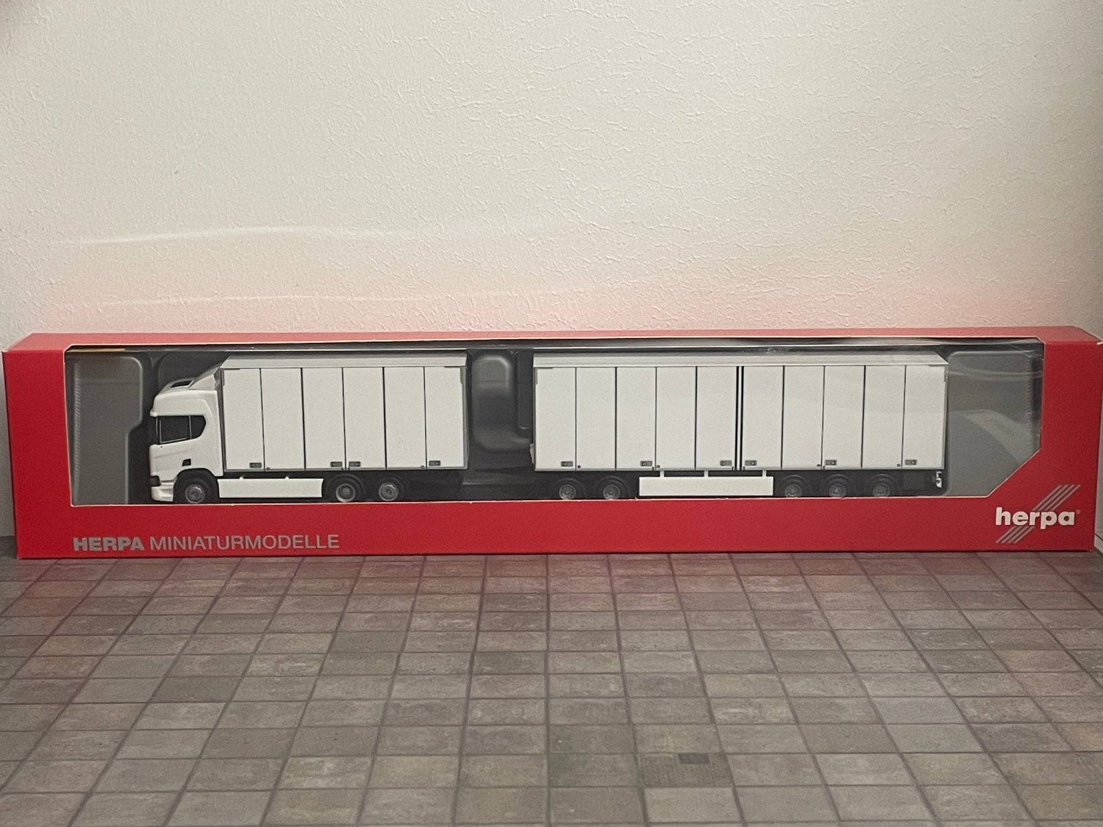 Herpa Scania CR Schwedencombi 1:87, Ophalen of Verzenden, Zo goed als nieuw, Bus of Vrachtwagen, Herpa