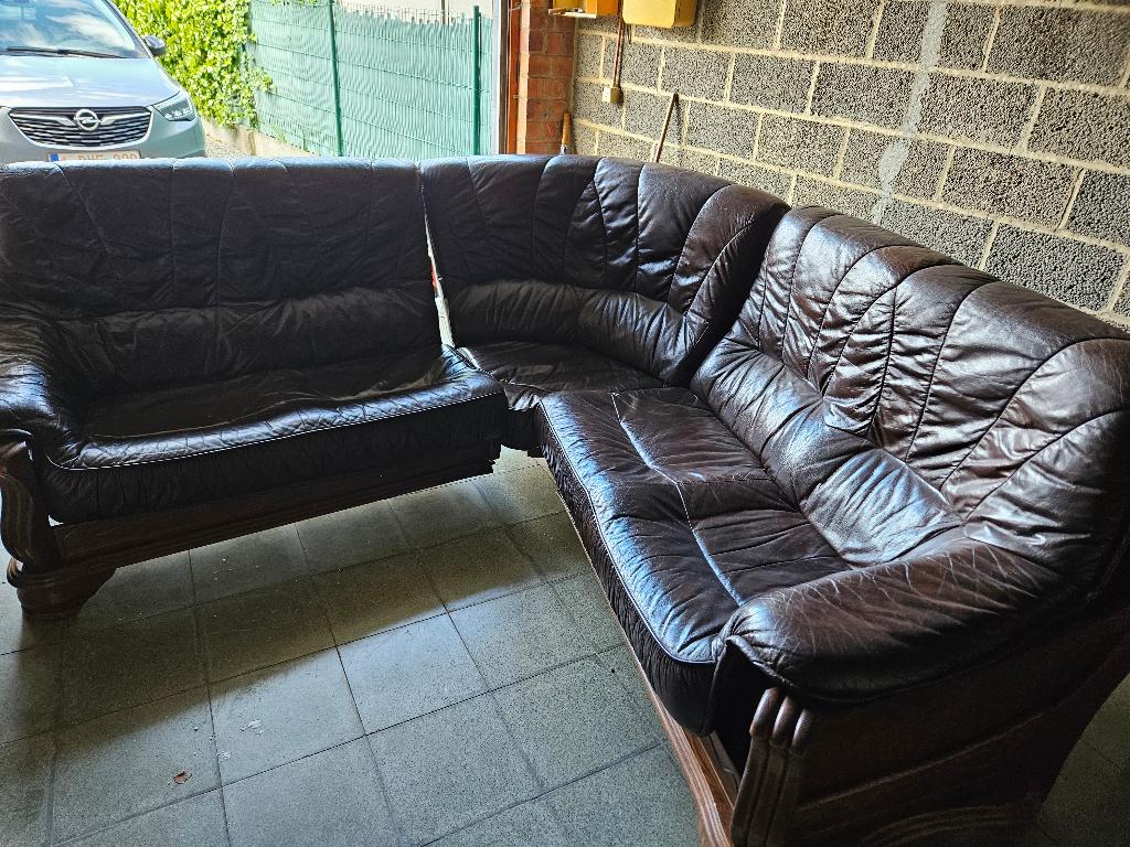 leren hoeksalon   GRATIS AF TE HALEN, Ophalen, Gebruikt, Leer, 75 tot 100 cm