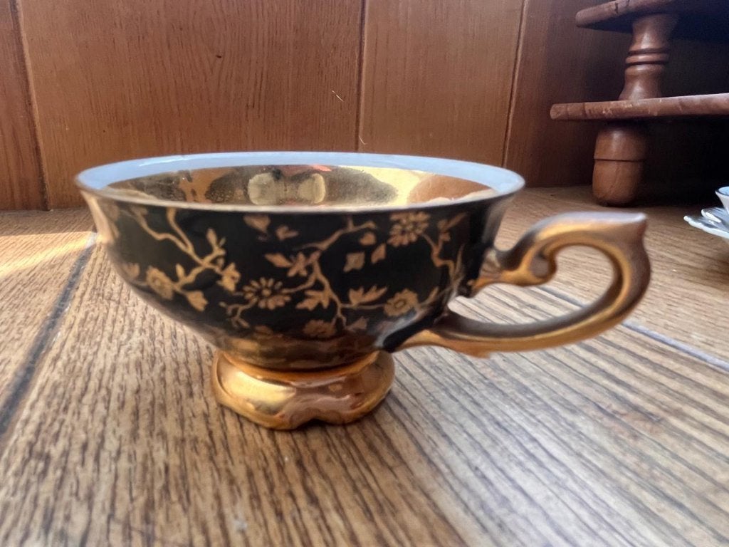 Exclusief Vintage Duits Theekopje in zwart Porselein, Antiek en Kunst, Antiek | Porselein, Ophalen of Verzenden