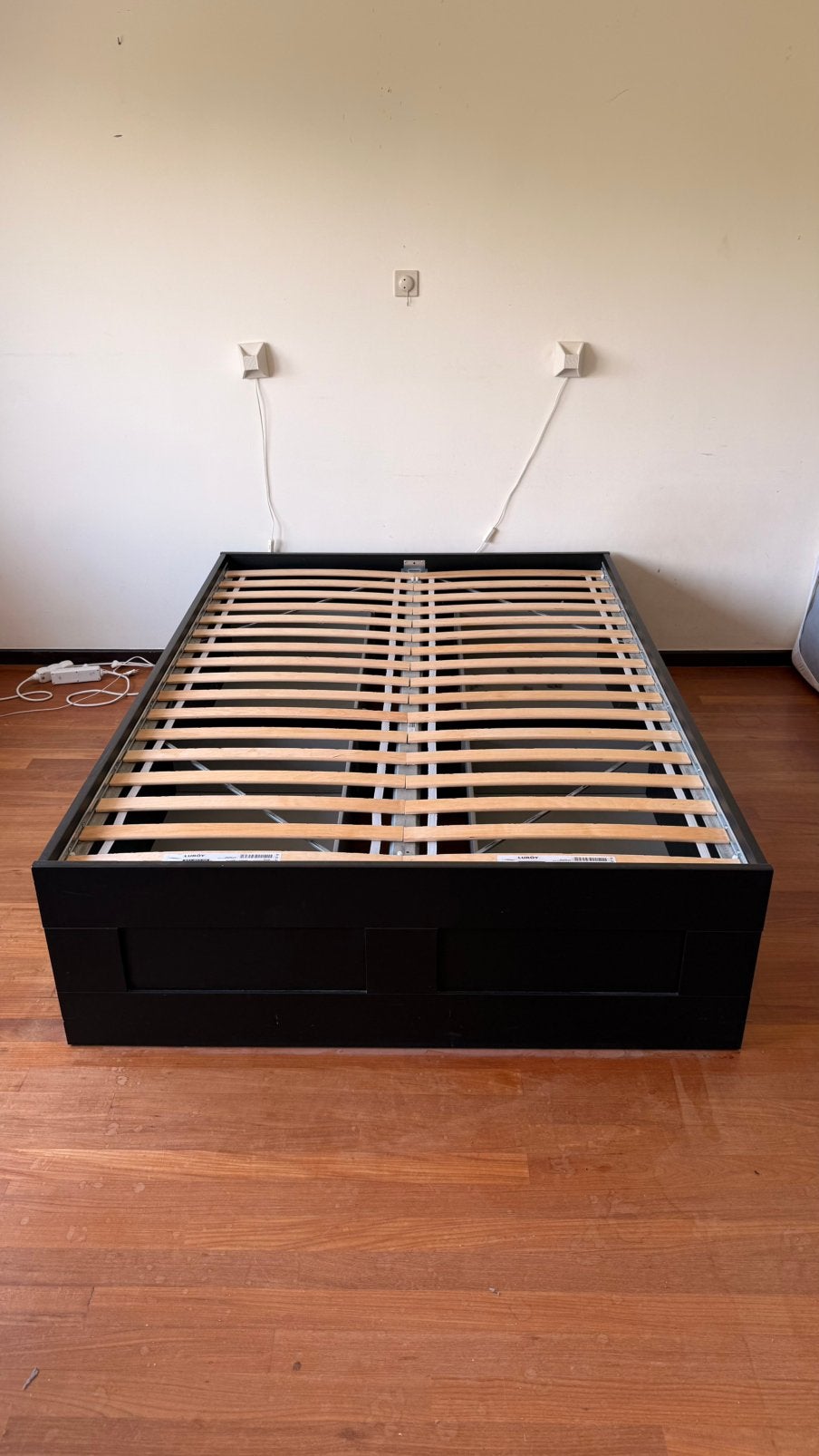 BRIMNES badframe met opberglades, Huis en Inrichting, Ophalen, Gebruikt, Zwart, Tweepersoons