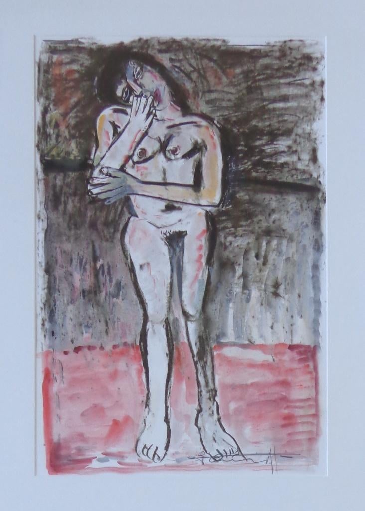 GODFRIED VERVISCH / NAAKTE VROUW / LITHO + GOUACHE / 82x61cm, Antiek en Kunst, Ophalen