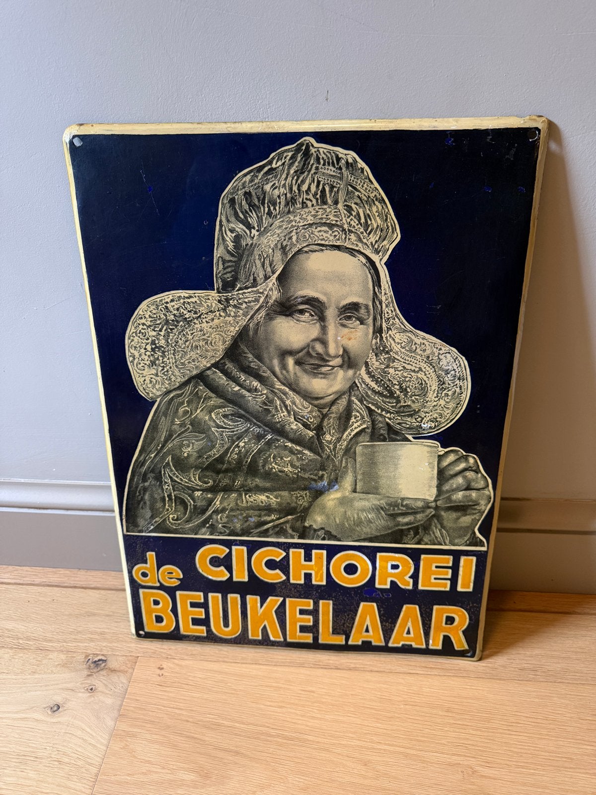 Emaille bord De Beukelaar, Ophalen of Verzenden, Gebruikt