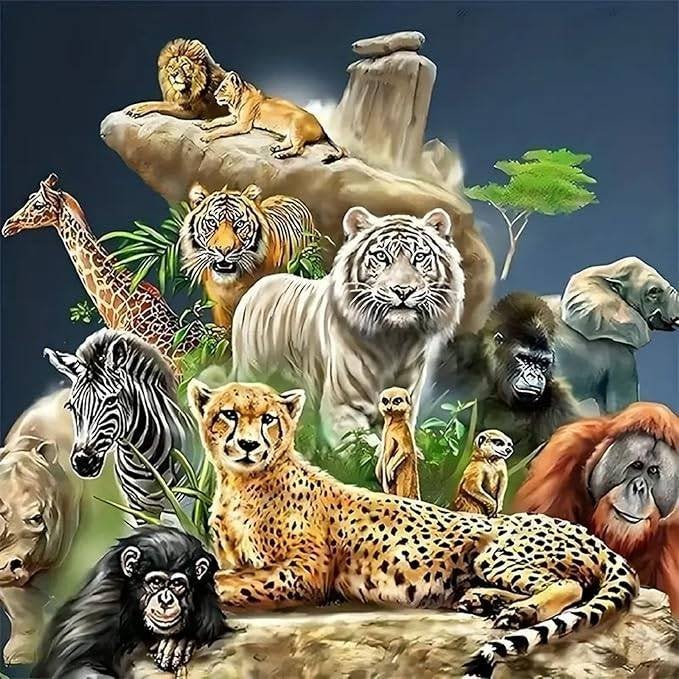 Peinture au diamant 50x40cm animaux n 952, Neuf, Multicolore, Autres matériaux, Autres marques