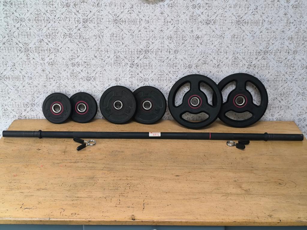 Domyos ensemble barbell. 2,8cm (20kg) (Bon etat!), Enlèvement, Utilisé, Bras, Set d’haltères