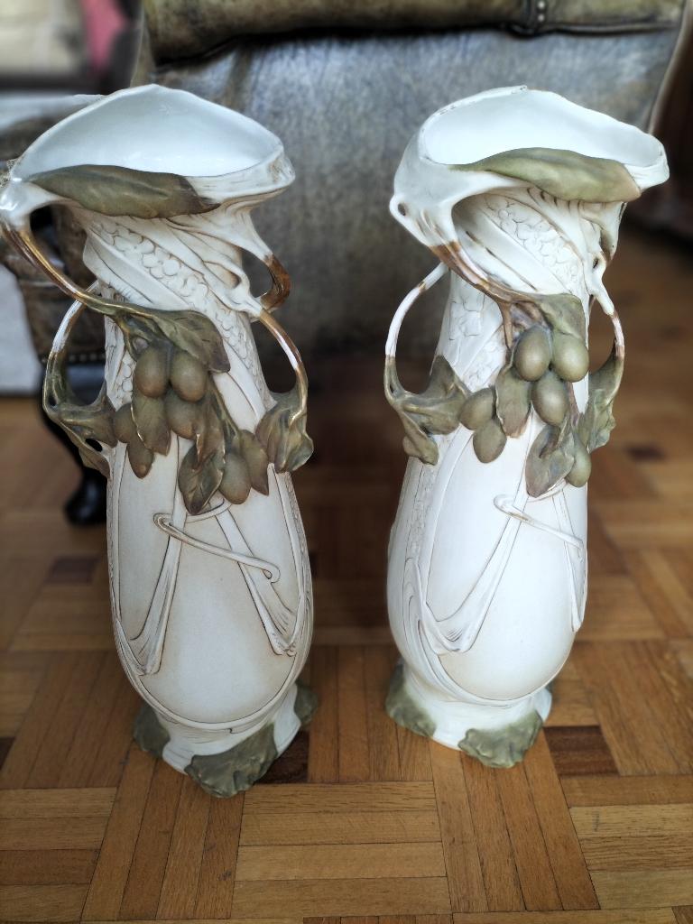 Paire grands vases Bohème Royal Dux - Art nouveau, Enlèvement