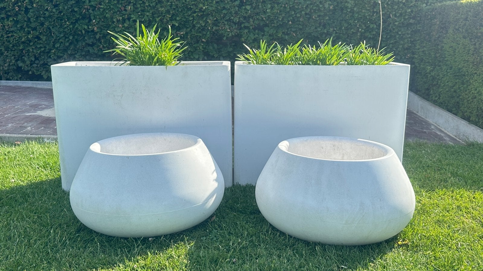 Stevige witte plantenbakken, Ophalen, Kunststof, Gebruikt, 60 tot 100 cm