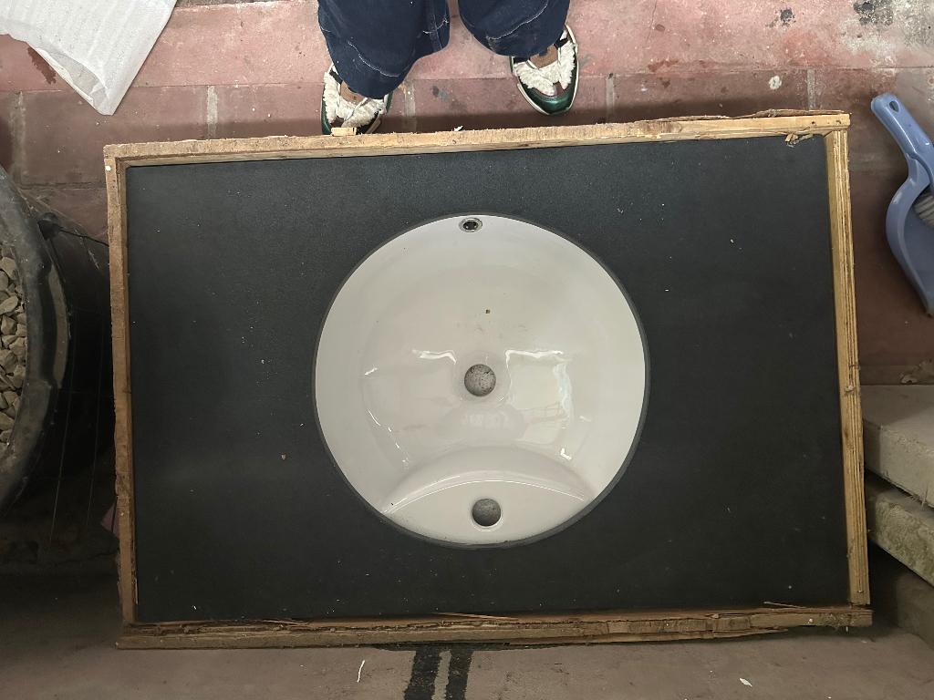 Lavabo met arduinen blad 83 cm – porseleinen waskom, Neuf, Lavabo ou Évier, Enlèvement, 50 à 100 cm