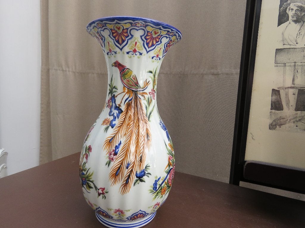 Vase à fleurs Delftia, oiseaux de paradis, Enlèvement ou Envoi