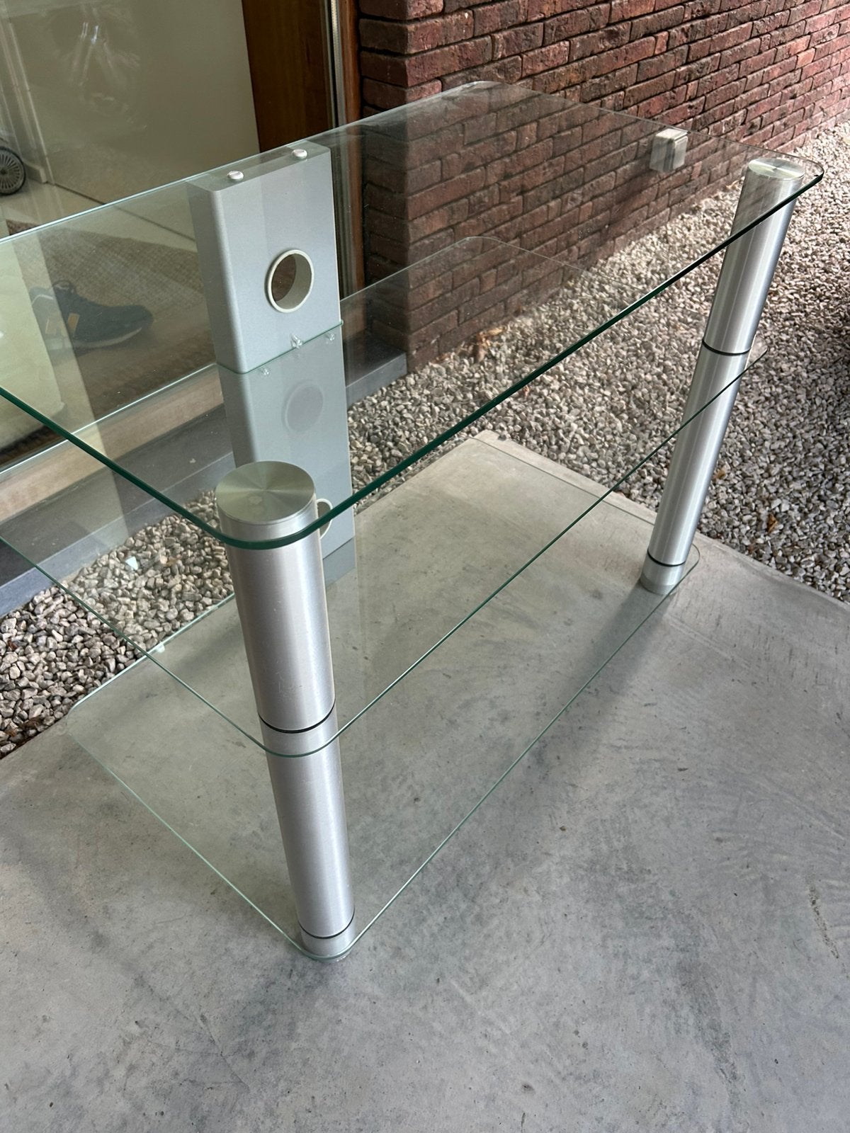 Glazen tv-tafel, Huis en Inrichting, Tafels | Salontafels, Ophalen, Zo goed als nieuw