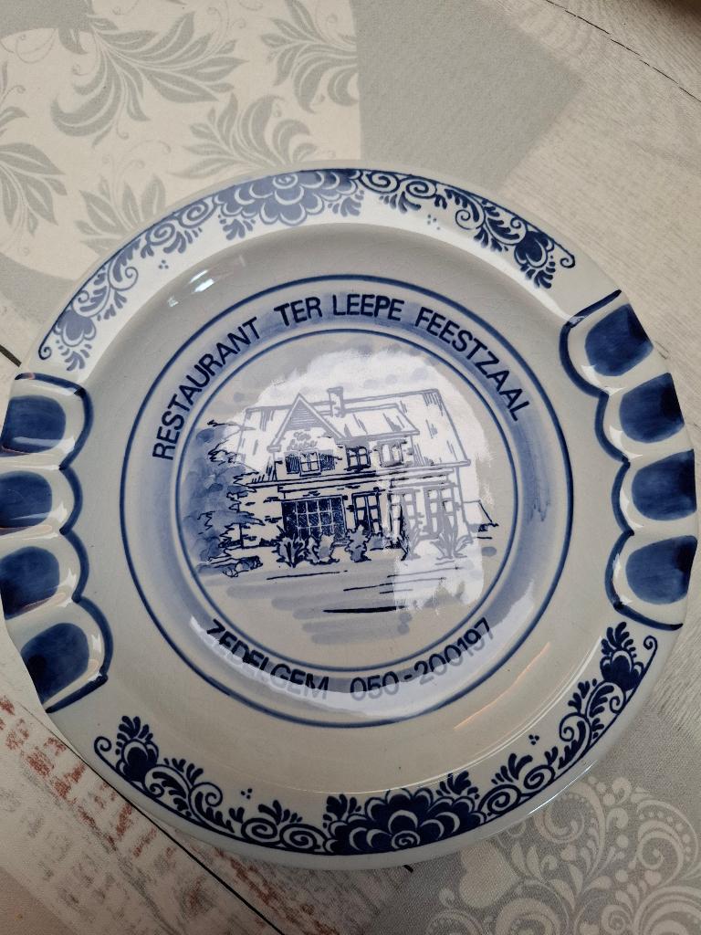 Zedelgem Delfts Blauw restaurant Ter Lepe asbak cendrier, Ophalen of Verzenden