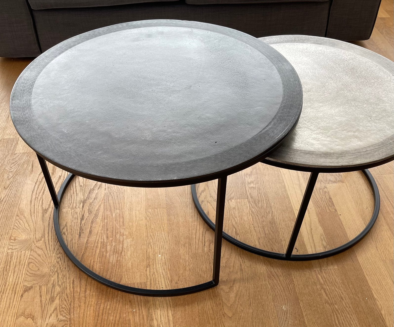 Salontafel  metaal set van 2, Ophalen, Zo goed als nieuw, Rond, Metaal