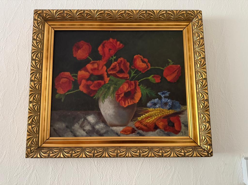 Stilleven met Klaprozen en Korenaren, Antiquités & Art, Art | Peinture | Classique, Enlèvement